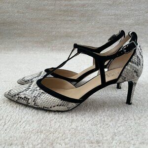 Franco Sarto Jaya 2 Strappy Pointed Toe Pumps Heels Shoes 8 Snakeskin Reptile
